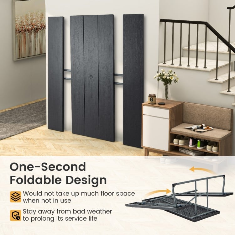 Folding Picnic Table Set with Metal Frame and All-Weather HDPE Tabletop, Umbrella Hole