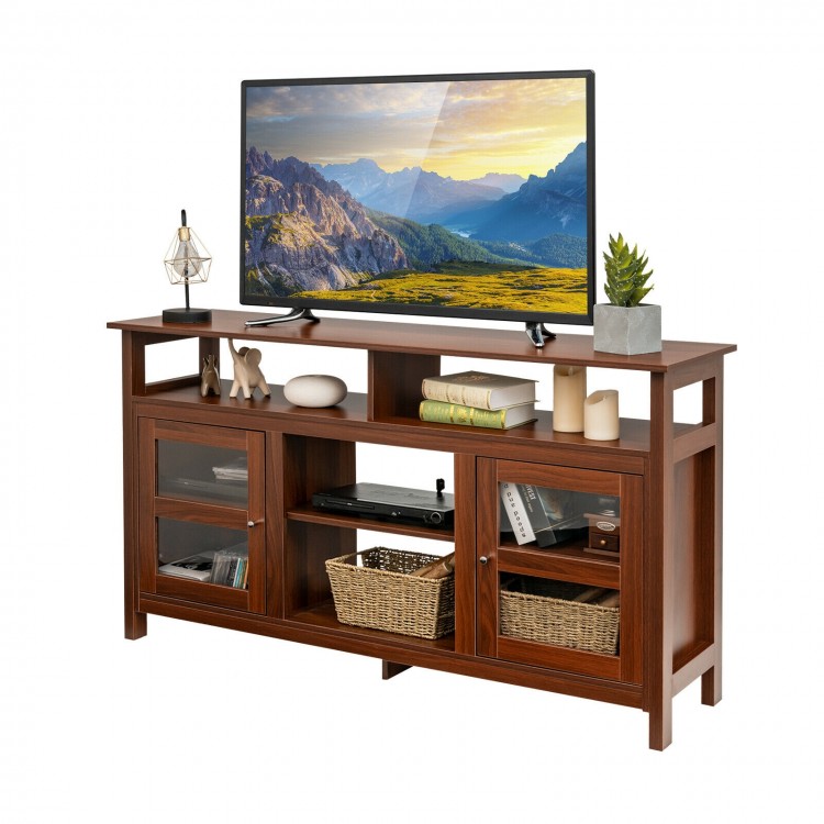 58 Inch TV Stand with 2 Cabinets for Flat Screen TVs up to 65 Inch