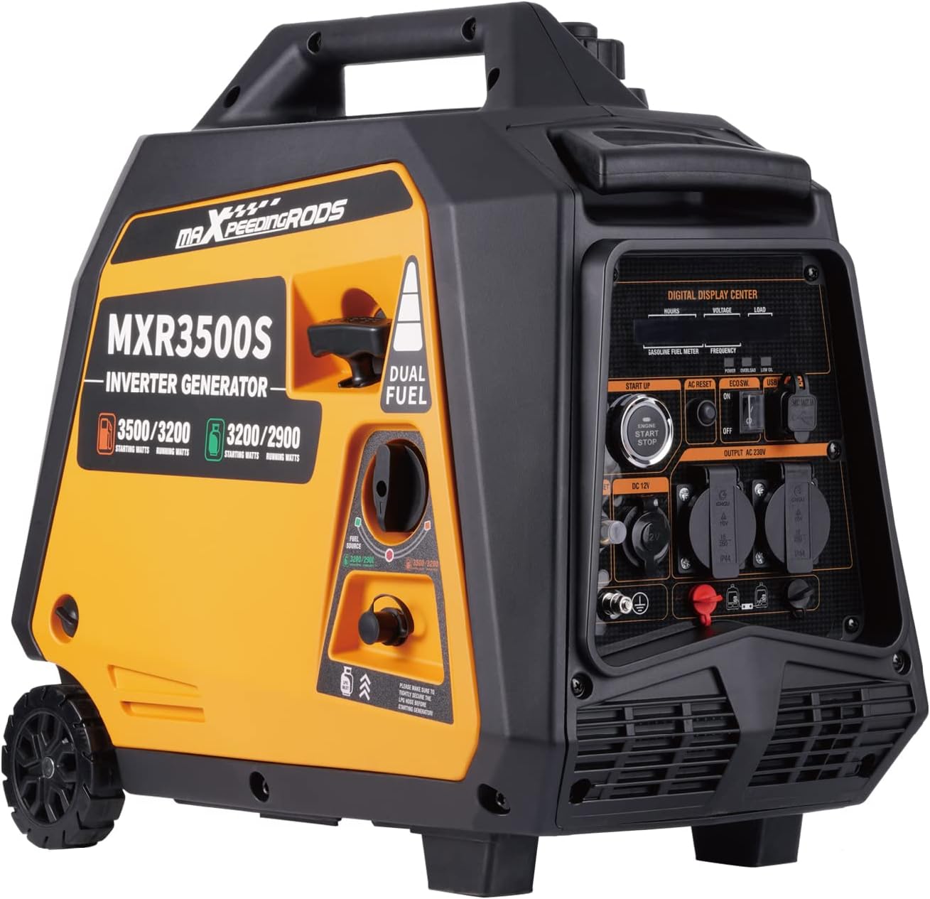maXpeedingrods 3300W omformer strømgenerator super stille benzin til camping campingvogn 4 takt med USB og 230V stikkontakter Let som en nødgenerator backup strømafbrydelser, rejse, garage, byggeplads