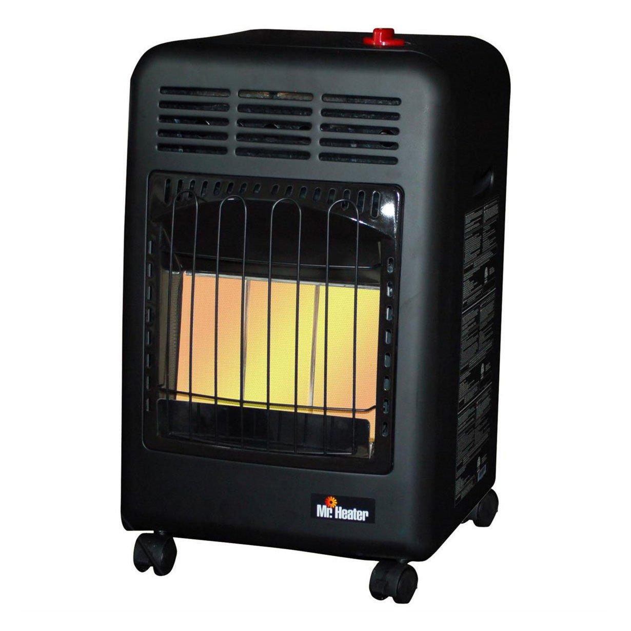 Portable Propane Radiant Heater by [Brand Name], 18,000 BTU, Outdoor Use, Includes Regulator & Hose, Safety Features, Mobile Cabinet Design