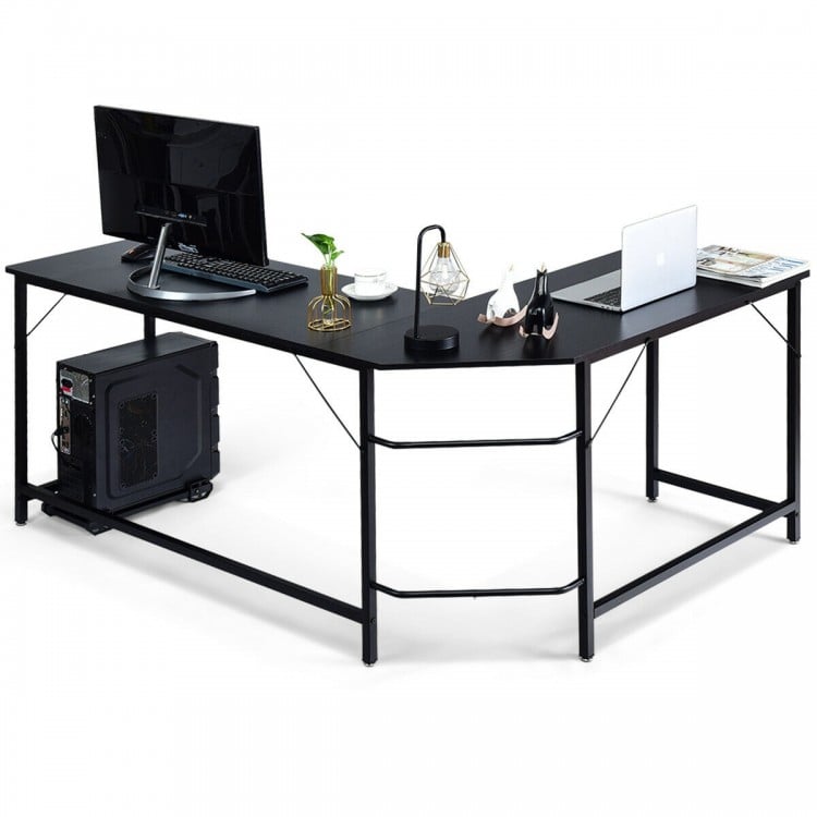 L-Shaped Corner Computer Desk with CPU Stand and Spacious Surface