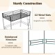 Twin Metal Loft Bed Frame with Ladder and Metal Slats Support