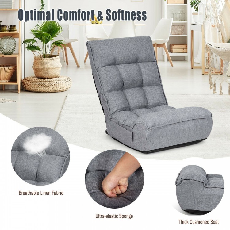 4-Position Adjustable Floor Chair Folding Lazy Sofa