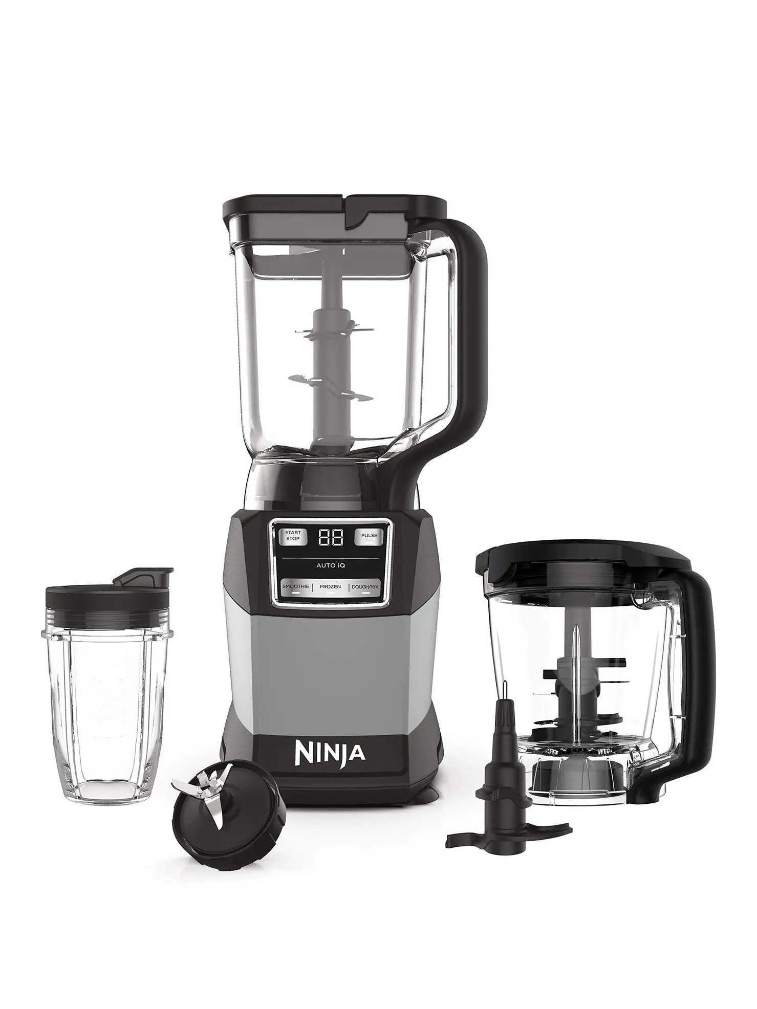 Ninja Compact Kitchen System, 1200W, Auto-iQ, 3-in-1 Blender, Processor & Ice Crusher with 72-oz. Pitcher & 18-oz. Cup, Grey