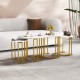 Nesting Coffee Table Set of 3 with Faux Marble Tabletop and Powder-coated Gold Metal Frame