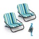 2 Pack Low Folding Beach Chairs for Adults with Cushion