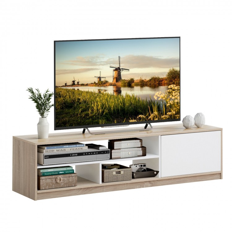 63 Inch TV Stand with Push-to-Open Door Cabinet for TVs up to 75 Inch