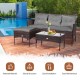 3 Pieces Patio Furniture Sectional Set with 5 Cozy Cushions