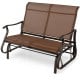 2-Person Patio Glider Bench with High Back and Curved Armrests