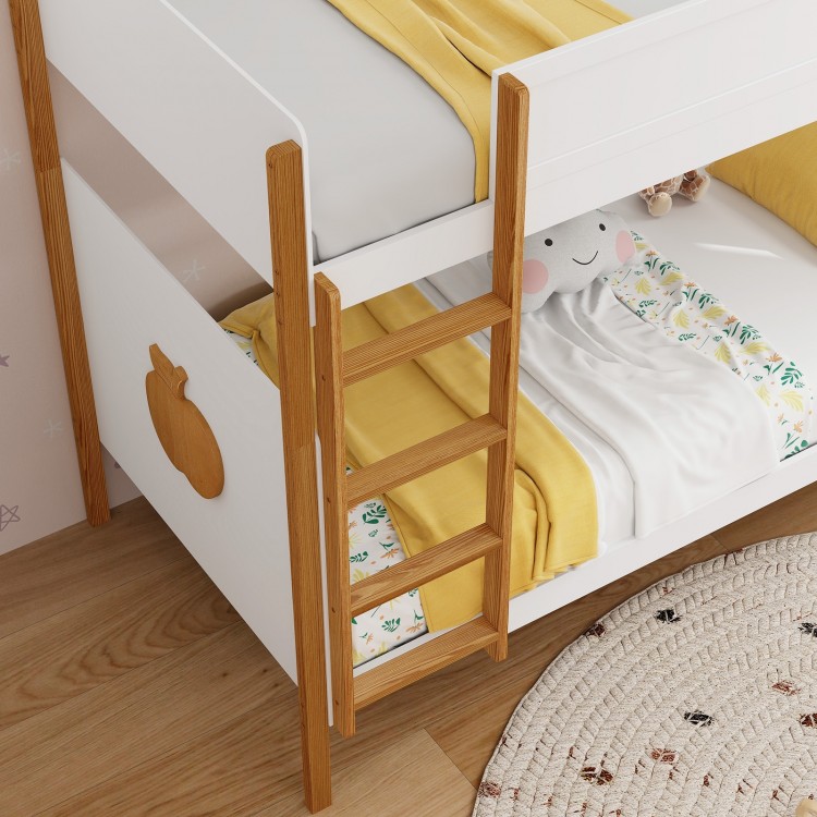 Twin Over Twin Bunk Bed with Integrated Ladder and Safety Guardrails
