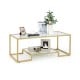 Modern 2-Tier Rectangular Coffee Table with Glass Table Top
