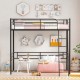 Twin Metal Loft Bed Frame with Ladder and Metal Slats Support