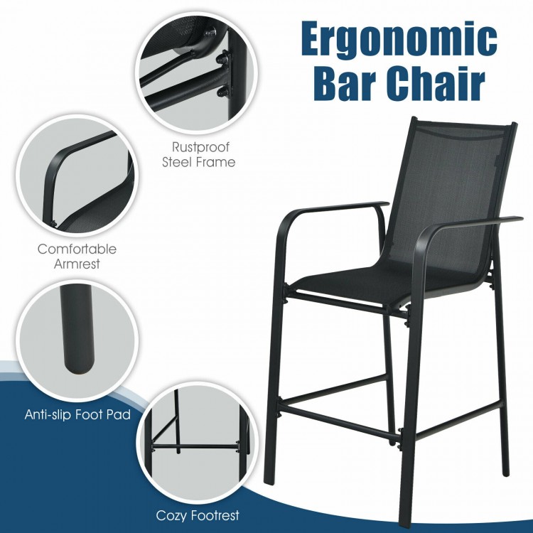 3 Pieces Outdoor Patio Bar Table Stool Set