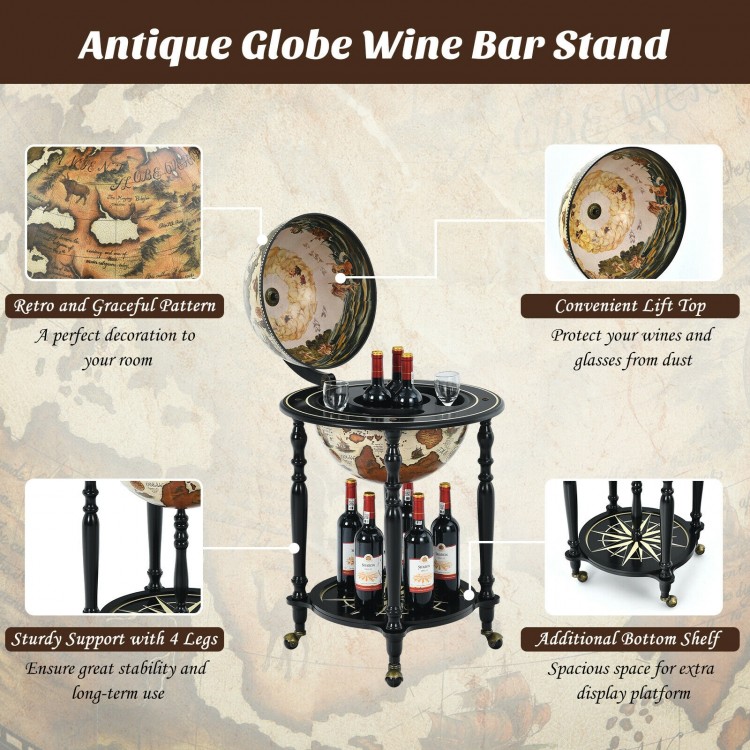 16th Century Nautical Chart Wine Cabinet with Wheels