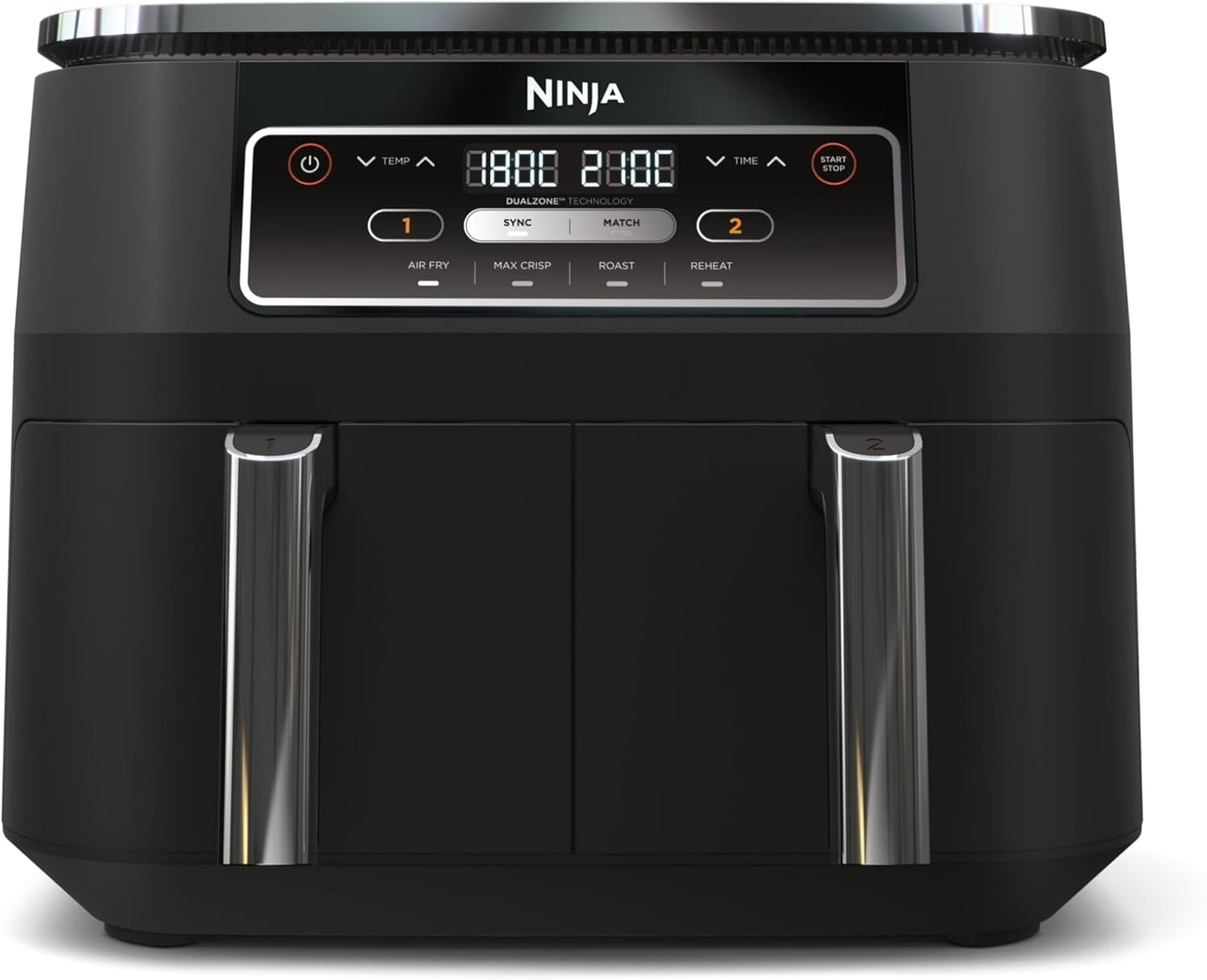 Ninja Foodi MAX dobbeltzone varmluftfrituregryde [AF400EU] ‎2470 W, 9,5 l kapacitet, 2 rum, 6 funktioner, kobber, sort