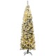 7.5 Feet Pre-lit Snow Flocked Artificial Pencil Christmas Tree with LED Lights