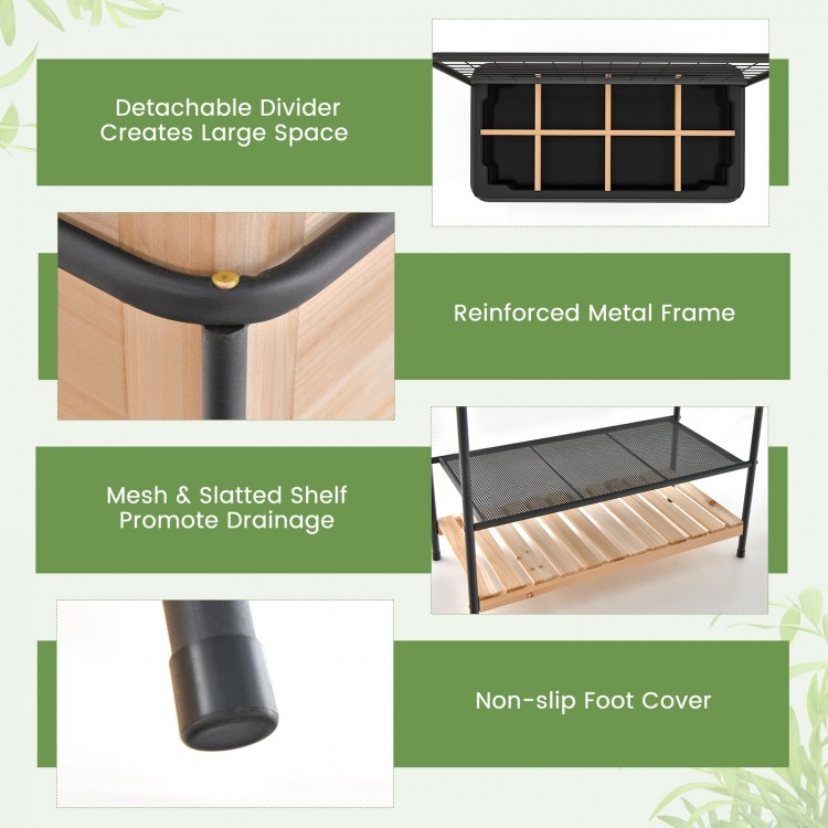 Raised Garden Bed with Trellis 2-tier Storage Shelves