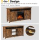 60 Inch Industrial Fireplace TV Stand with Shelve and Cabinet for TVs Up to 65 Inches