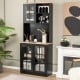 72 Inch Freestanding Pantry Cabinet with Hutch and Adjustable Shelf