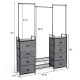 3-in-1 Portable Multifunctional  Dresser with 8 Fabric Drawers and Metal Rack