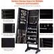 Jewelry Cabinet Stand Mirror Armoire with Large Storage Box