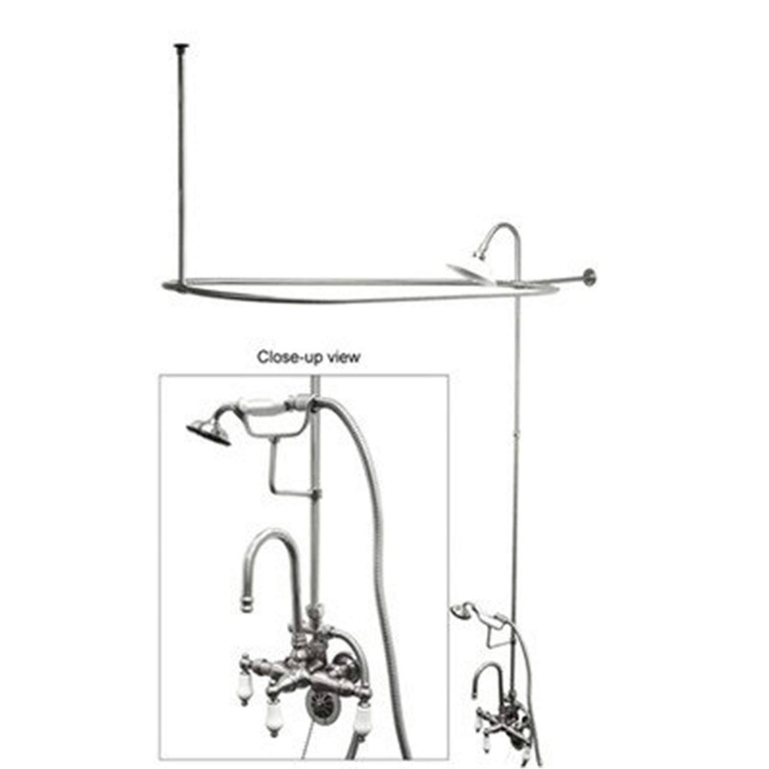 Kingston Brass Vintage Clawfoot Tub Package, Polished Chrome Finish, High-Rise Gooseneck Faucet with Hand Shower, Brass Components