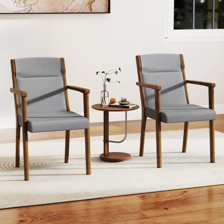 Upholstered Wooden Accent Chairs Set of 2 with High Back and Soft Cushion