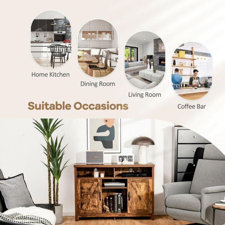 Farmhouse Sideboard with Detachable Wine Rack and Cabinets