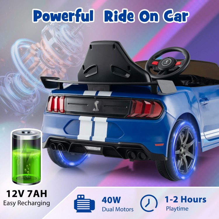 12V Licensed Ford Mustang Shelby GT500 Kids Ride on Car with Remote Control for Kids Aged 3-8