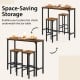3 Pieces Industrial Bar Table and Chairs Set with Metal Frame
