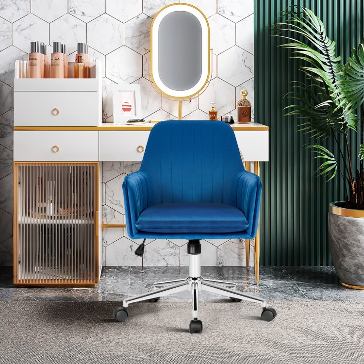 Velvet Desk Chair with Adjustable Swivel and Removable Cushion