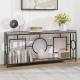2-Tier Faux Marble Top Console Table with Storage Shelf for Hallway