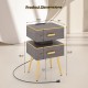 Nightstand Sofa Side Tables with Charging Station and 2 Drawers and LED lights