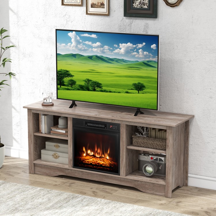 TV Stand for up to 65 Inch Flat Screen TVs with Adjustable Shelves for 18 Inch Electric Fireplace (Not Included)