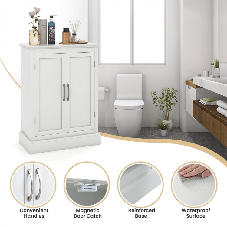 2-Door Freestanding Bathroom Cabinet with Adjustable Shelves