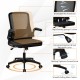Swivel Mesh Office Chair with Foldable Backrest and Flip-Up Arms