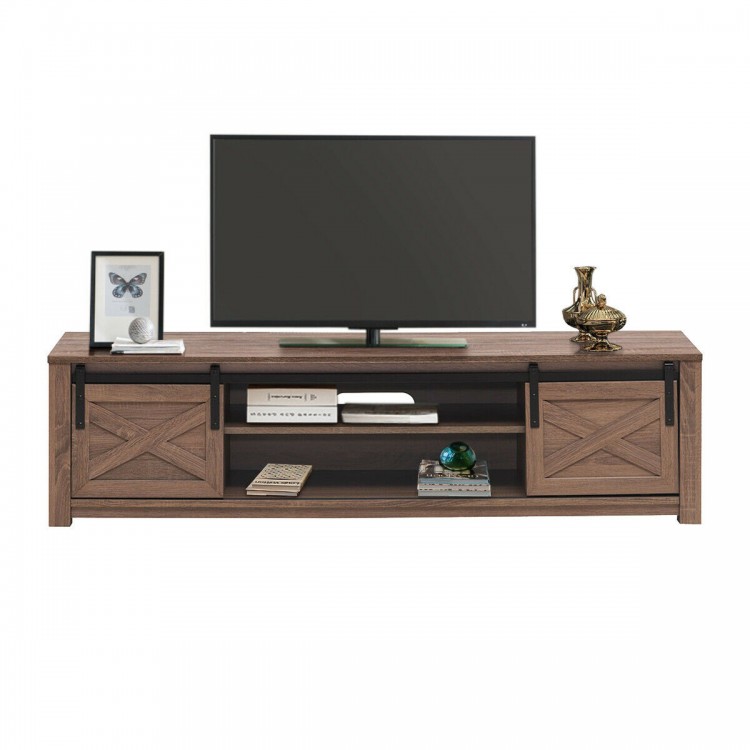 Wooden TV Stand with Sliding Barn Door for TVs up to 65 Inch