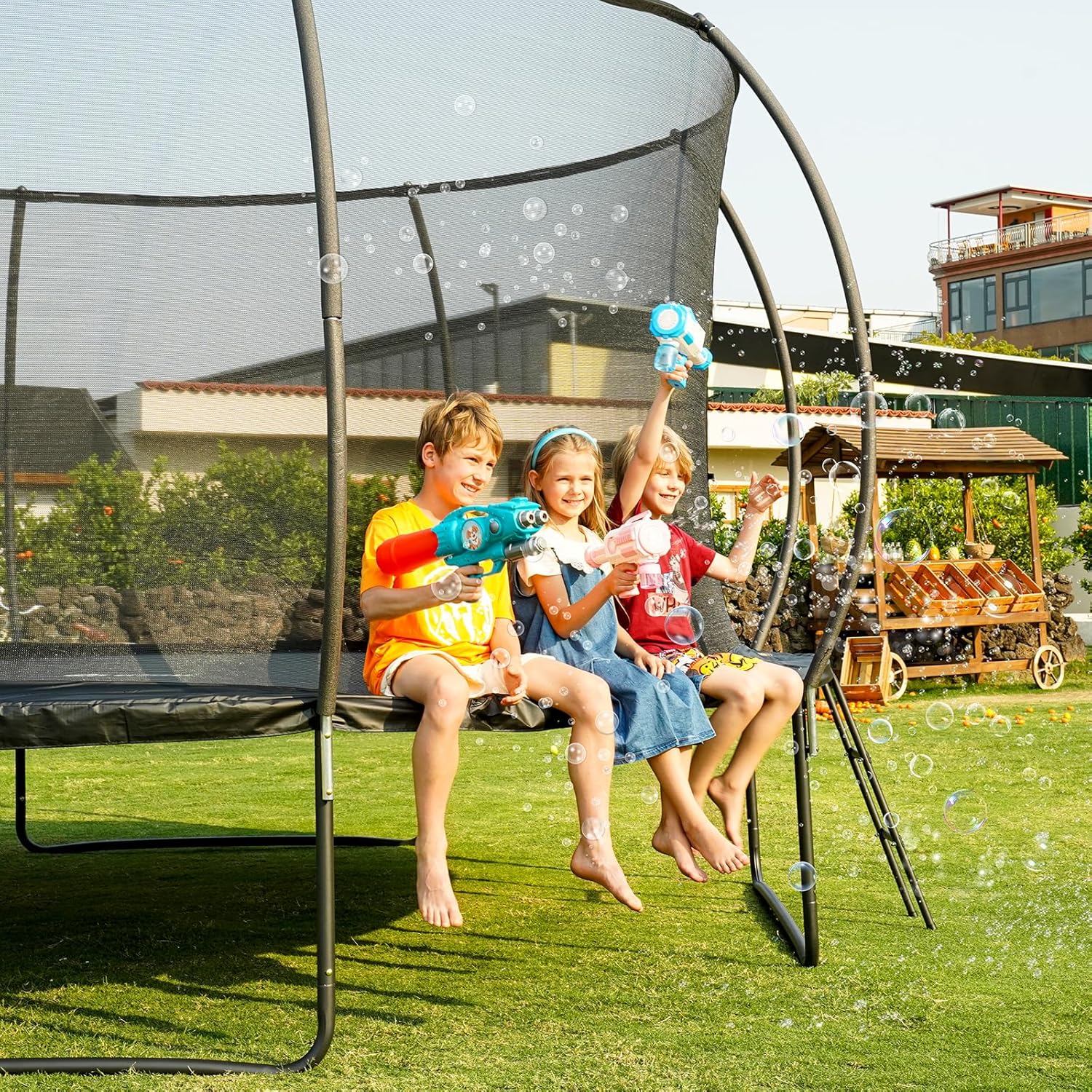Gigu 10FT 12FT 14FT Recreational Trampolines with Enclosure Net and Ladder and Anti-Rust Coating, ASTM Approved Trampoline Outdoor for Kids and Adults Outdoor Yard Trampolines