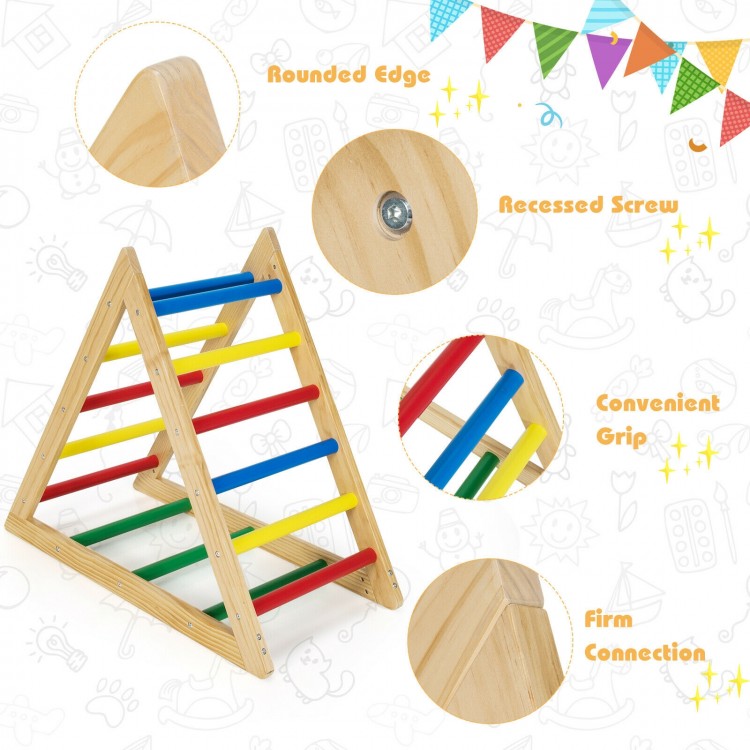 Wooden Toddlers Triangle Climber with 3 Levels Climbing Difficulty