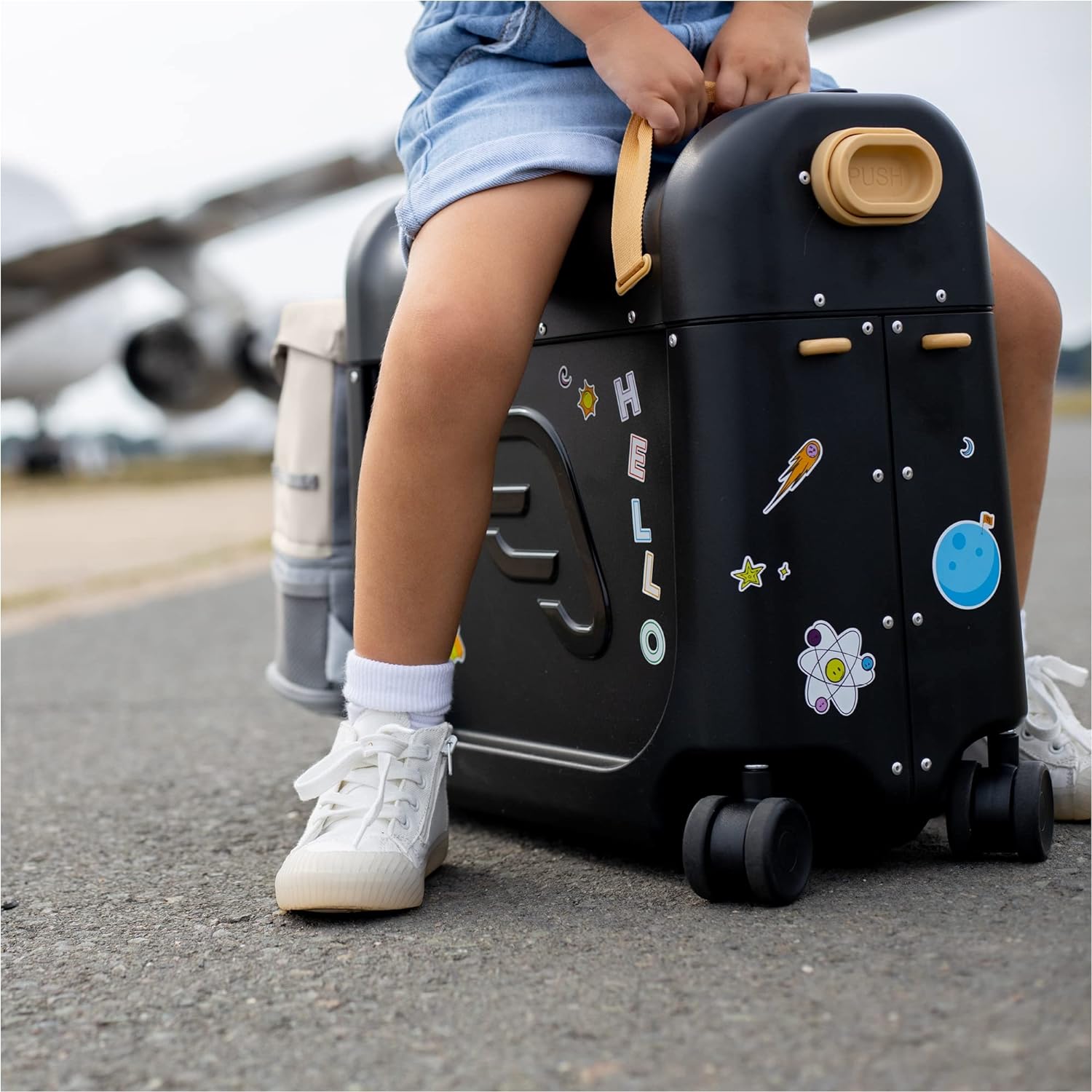 JetKids by Stokke Travel Bundle - Includes Kid??s Ride-On Suitcase & In-Flight Bed + Crew BackPack - Best for Ages 3-7