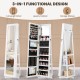 360° Swivel Jewelry Armoire Standing Jewelry Organizer with Full Length Mirror and Back Shelves