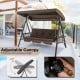Convertible 3-Seat Patio Porch Swing Chair to Flat Bed with Adjustable Canopy