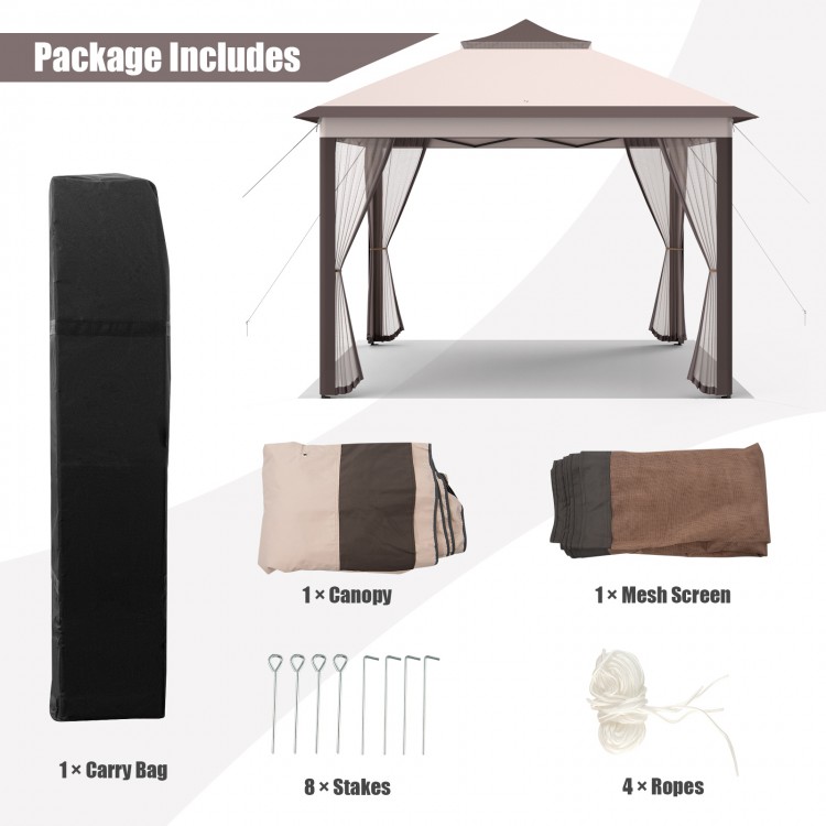 11 x 11 Feet 2-Tier Pop-Up Gazebo Tent Portable Canopy Shelter Carry Bag Mesh