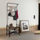 Industrial Coat Shoe Bench Entryway Shelf with 9 Hooks