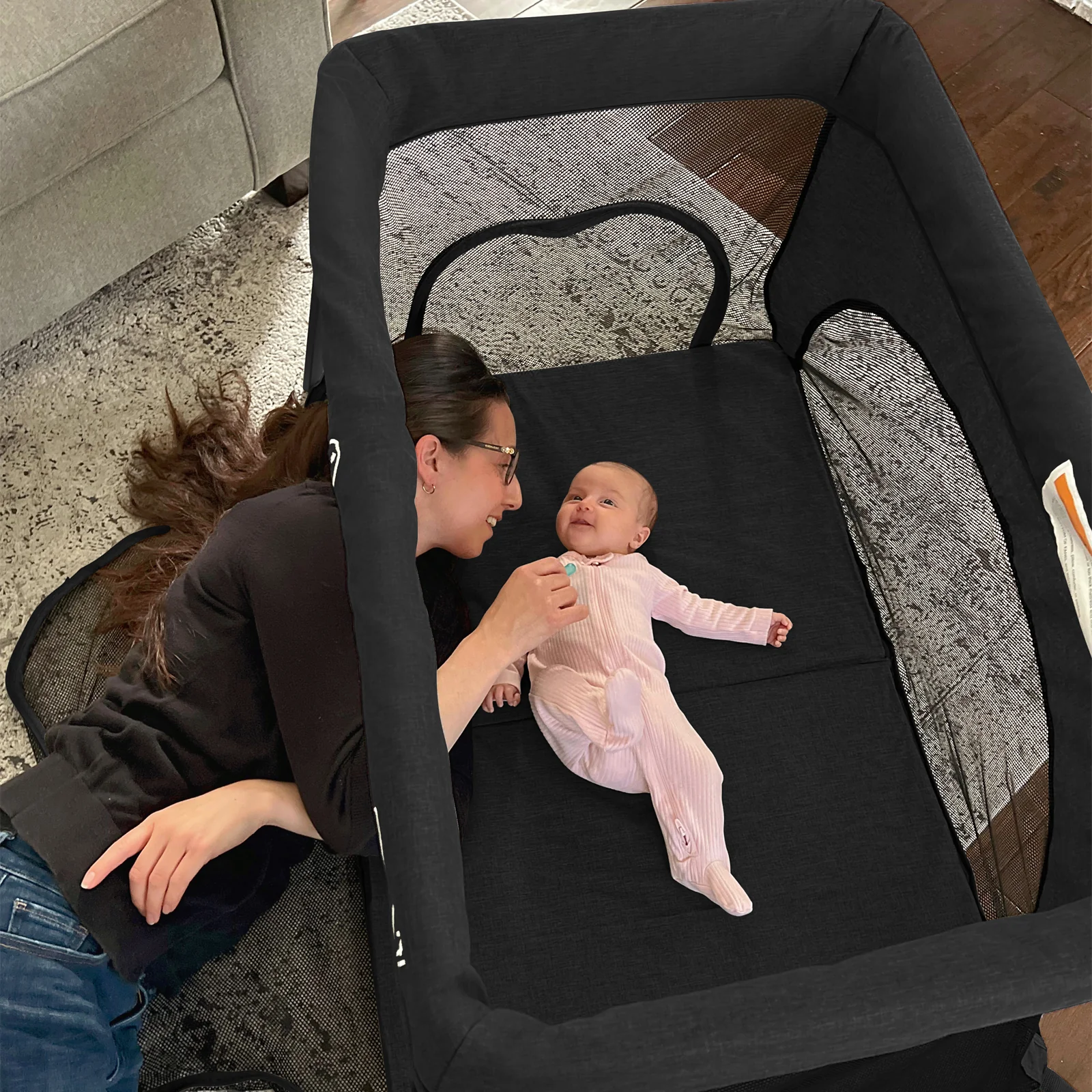 HARPPA Rossi Lightweight Foldable 3-in-1 Travel Crib with Mattress for Infants & Toddlers