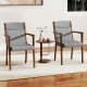 Upholstered Wooden Accent Chairs Set of 2 with High Back and Soft Cushion
