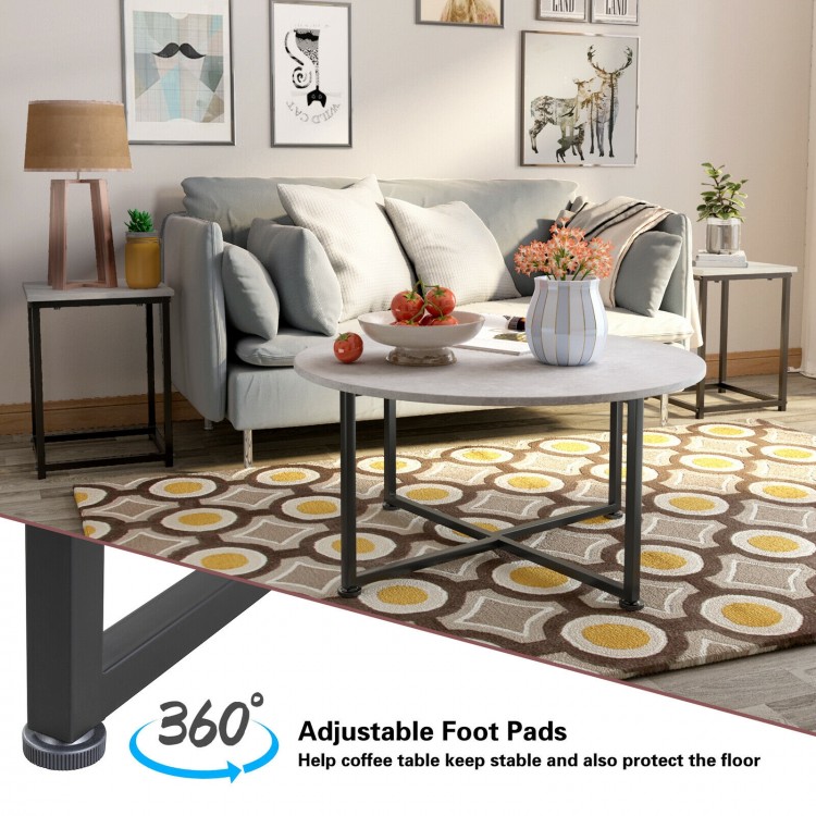 3-Piece Modern Faux Marble Coffee Table Set for Living Room