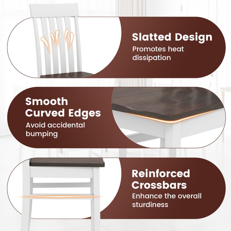 Set of 2 Kitchen Armless Dining Chairs with Slatted High Backrests