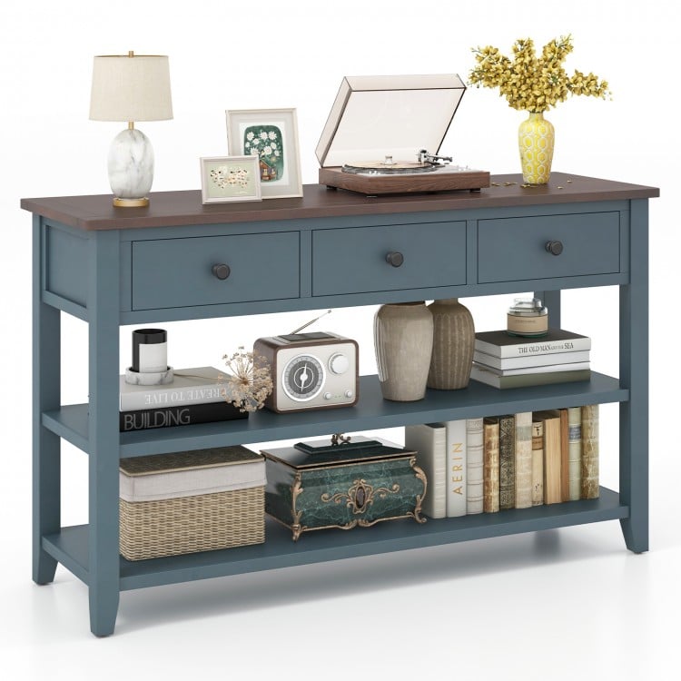 50 Inch Entryway Table Narrow Long Sofa Table with Drawers and Shelves