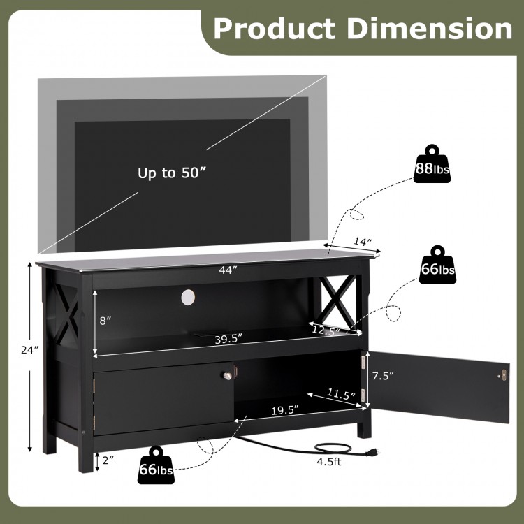 TV Stand Entertainment Center with Charging Station for TVs up to 50 Inch